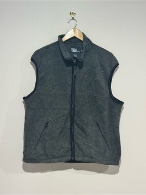 Polo Ralph Lauren Men's Gray Full Zip Vest Stand-Up Collar Zipped Pockets XL